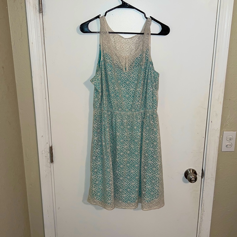 Teal and white dress